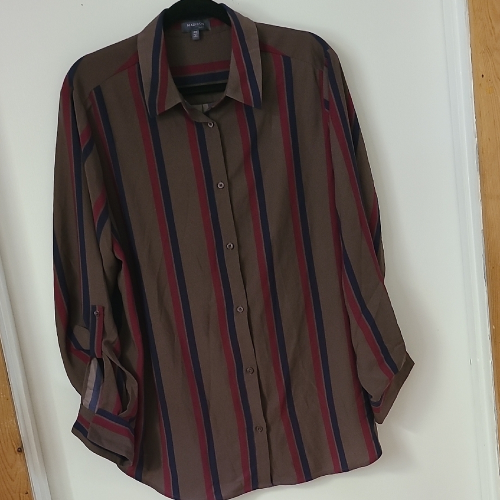 Striped Brown Women Shirt